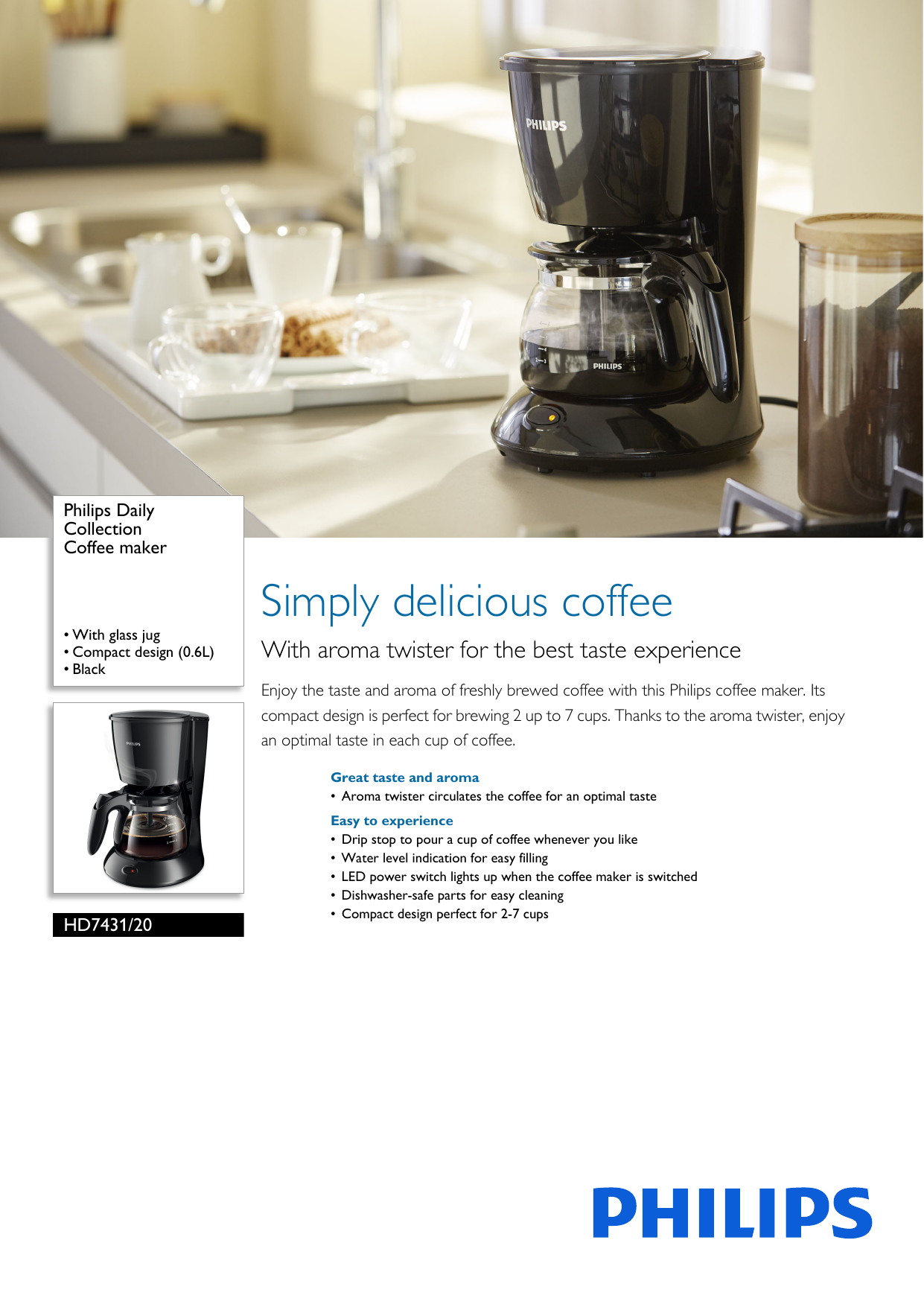 Coffee Maker User Manual Leaflet Hd7431 