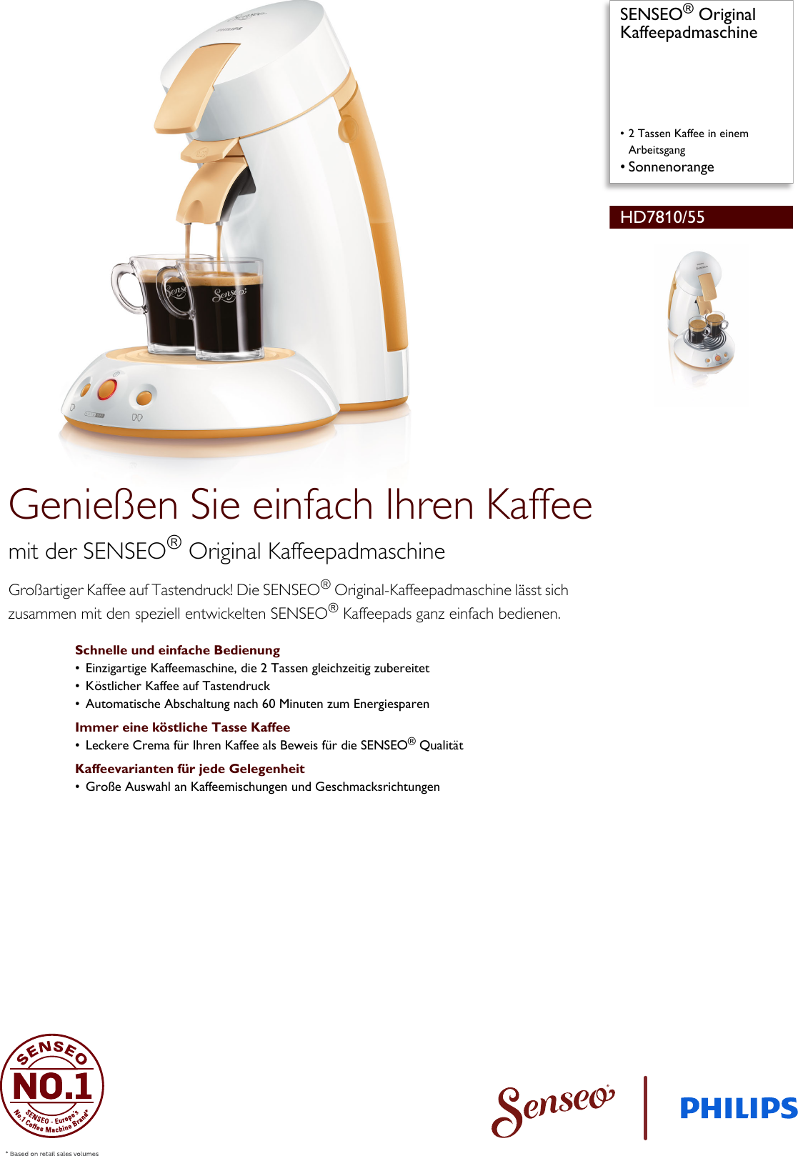 Page 1 of 2 - Philips HD7810/55 Leaflet HD7810_55 Released Germany (German)  User Manual Datenblatt Hd7810 55 Pss Deude
