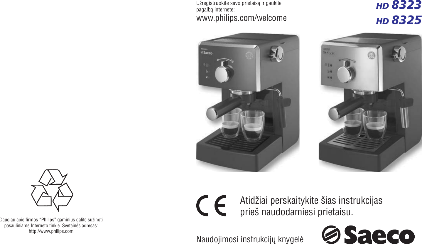Philips HD8323/09 HD8323_8325_09 Lietuviesu User Manual Uporabniški  Priročnik Hd8323 09 Dfu Lit