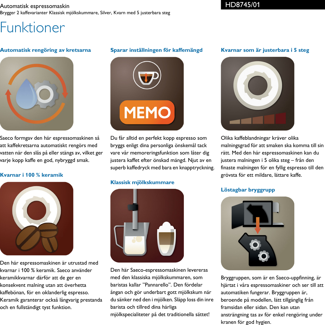 Philips HD8745/01 Leaflet HD8745_01 Released Sweden (Swedish) User