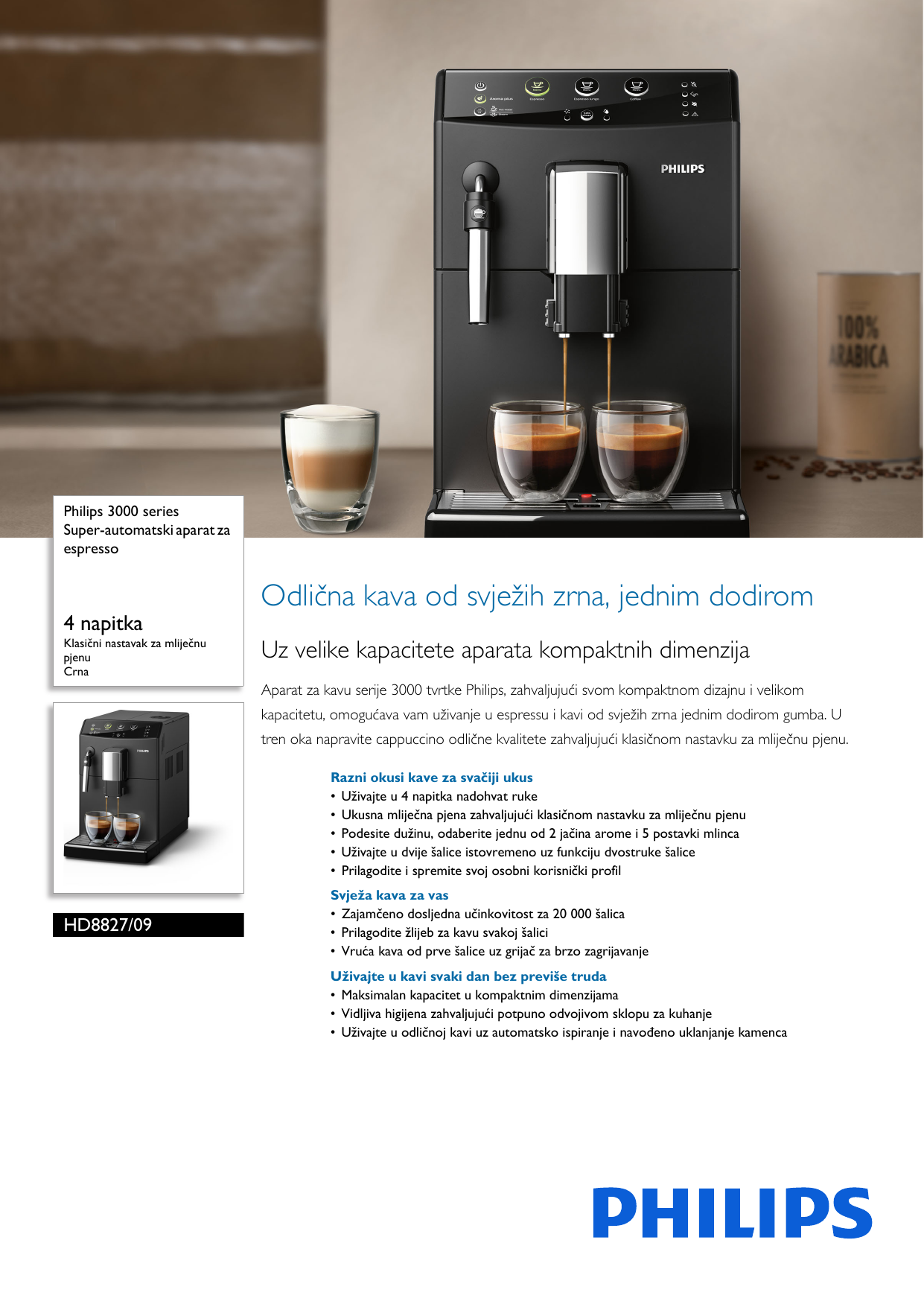 Page 1 of 3 - Philips HD8827/09 Super-automatski Aparat Za Espresso User Manual Letak Hd8827 09 Pss Hrvhr