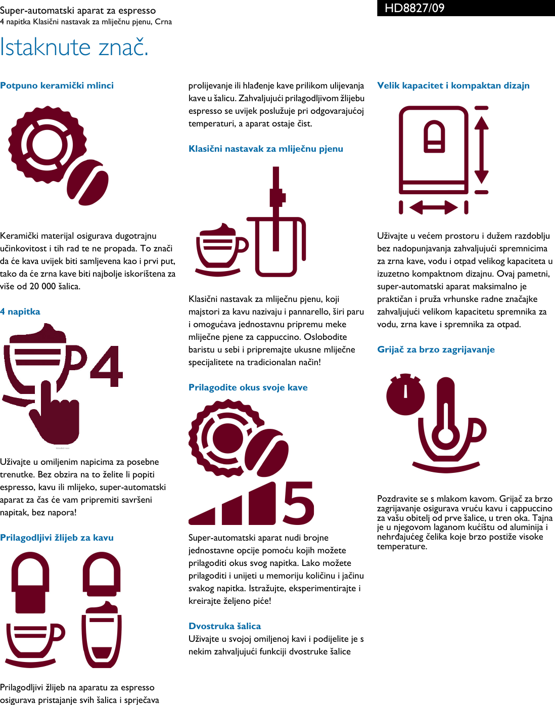 Page 2 of 3 - Philips HD8827/09 Super-automatski Aparat Za Espresso User Manual Letak Hd8827 09 Pss Hrvhr