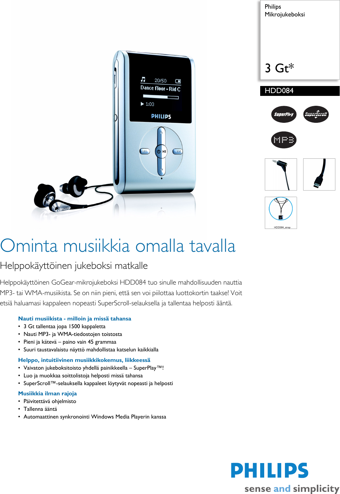 Page 1 of 2 - Philips HDD084/00 Mikrojukeboksi User Manual Esite Hdd084 00 Pss Finfi