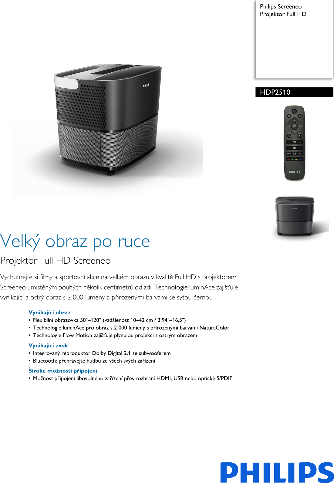 Page 1 of 2 - Philips HDP2510/EU Leaflet HDP2510_EU Released Czech Republic (Czech)  User Manual Specifikační List Výrobku Hdp2510 Eu Pss Cescz