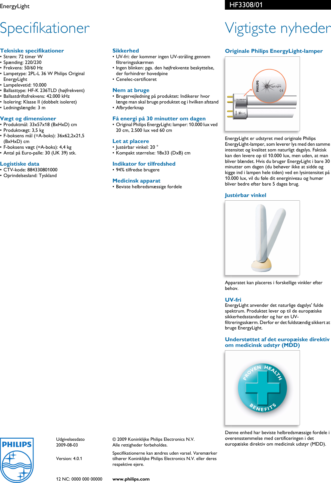 Page 2 of 2 - Philips HF3308/01 EnergyLight User Manual  Hf3308 01 Pss Dandk