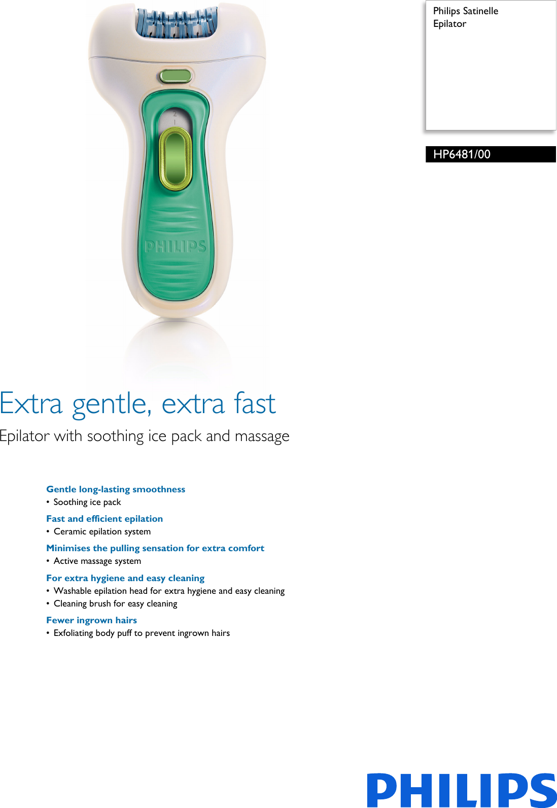 Philips Hp6481 00 Epilator User Manual Karta Produktowa Hp6481 00 Pss