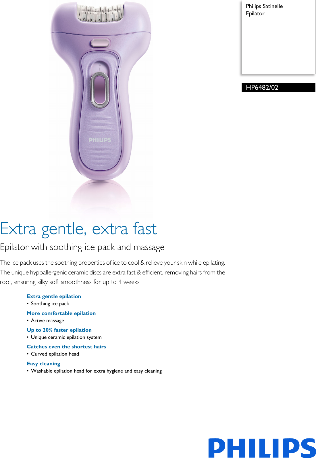 Page 1 of 2 - Philips HP6482/02 Epilator User Manual Voldik Hp6482 02 Pss