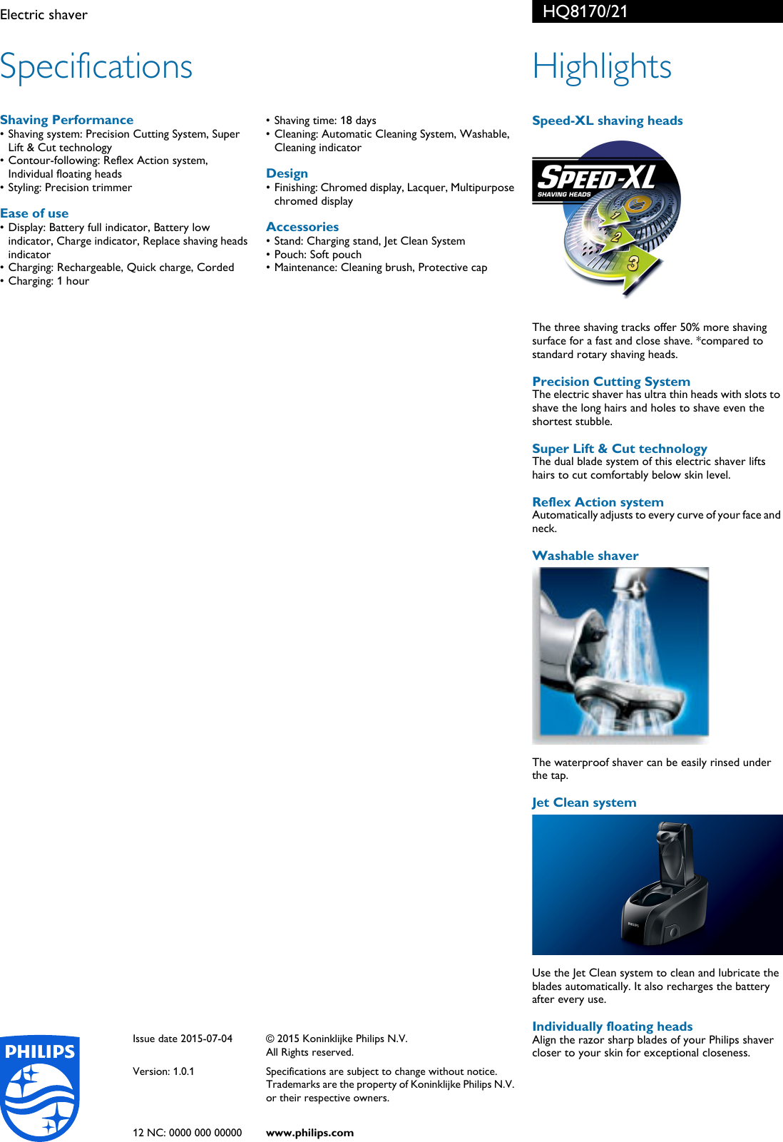 Page 2 of 2 - Philips HQ8170CC HQ8170/21 Electric Shaver User Manual Voldik Hq8170 21 Pss