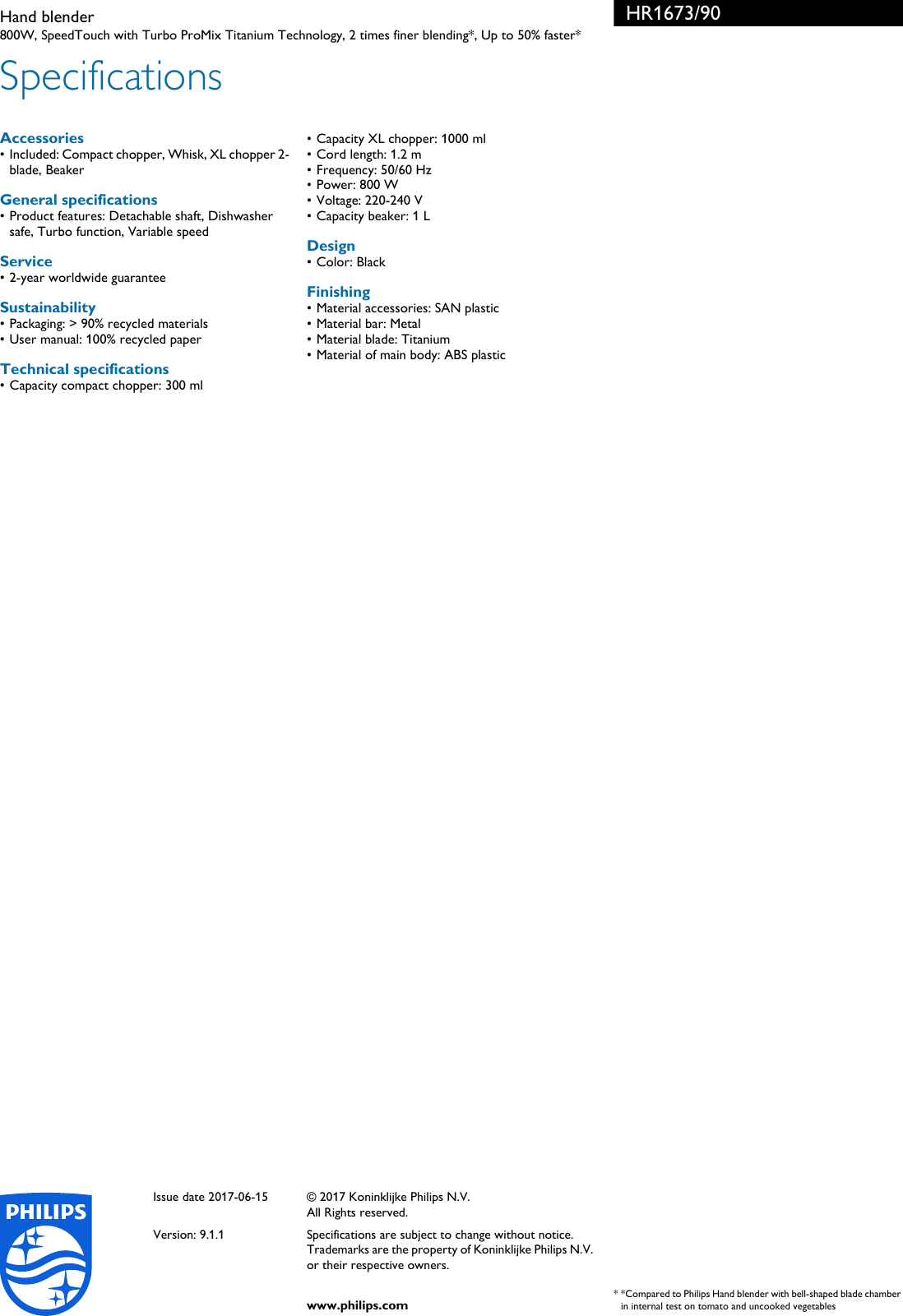 Page 3 of 3 - Philips HR1673/90 Hand Blender User Manual Leaflet Hr1673 90 Pss Engph