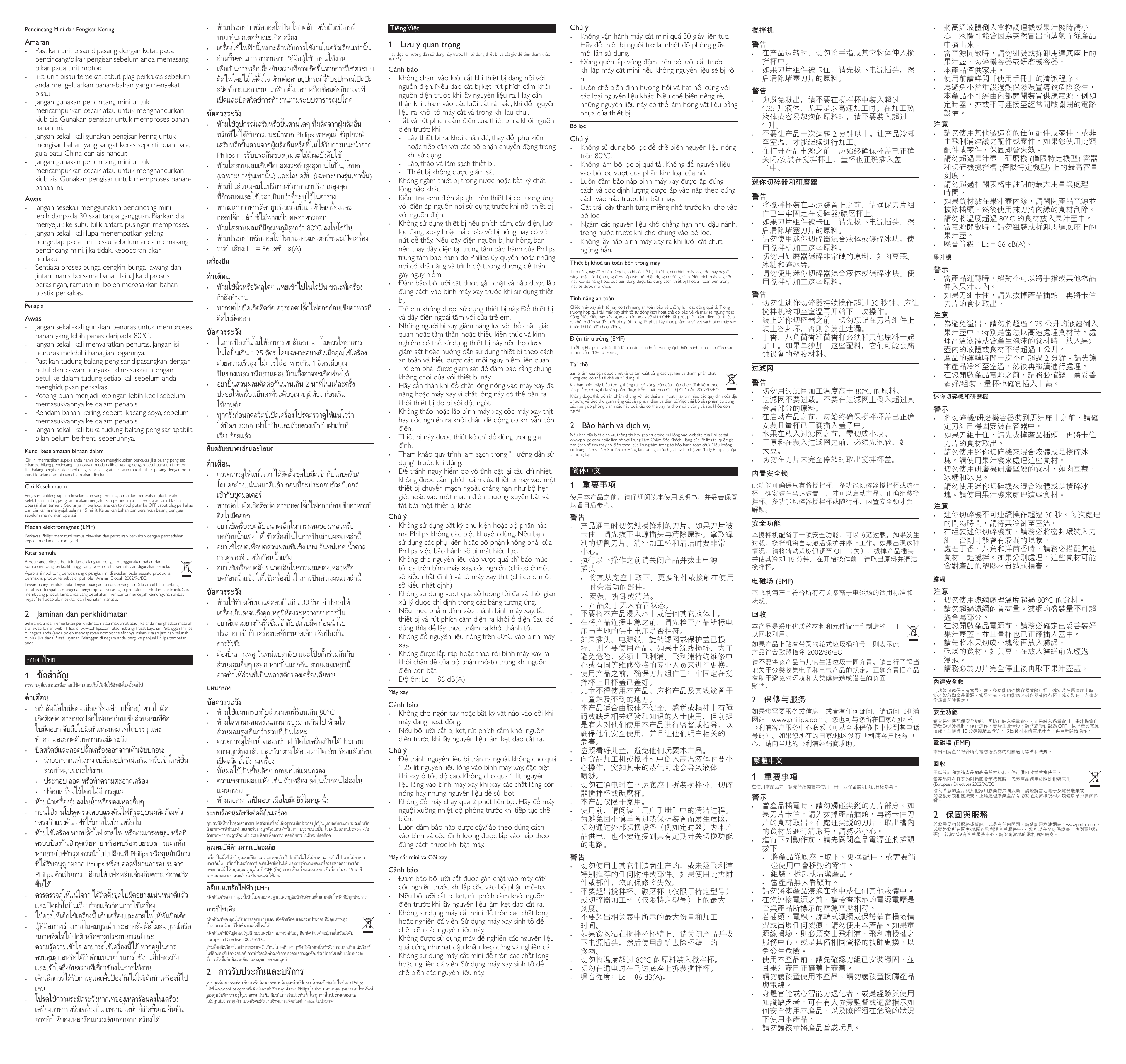 Page 2 of 2 - Philips HR2100/90 User Manual Important Information Hr2100 90 Iim Vie