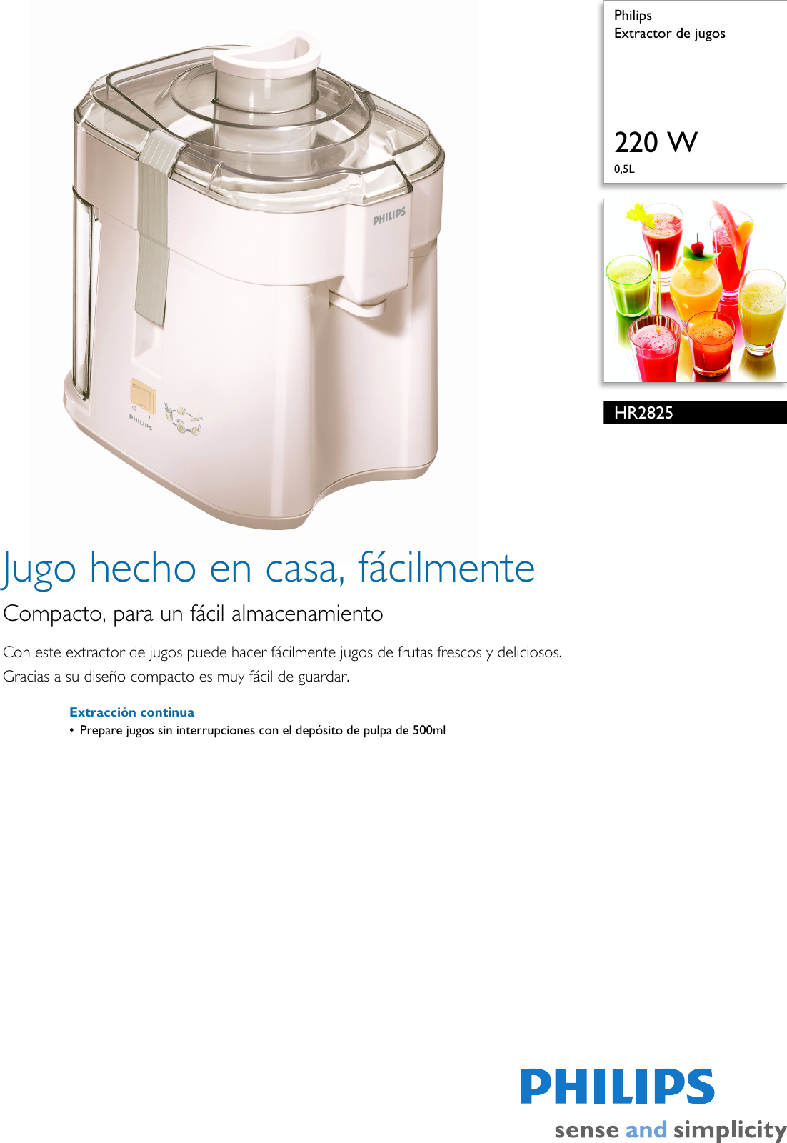 Philips HR2825 Leaflet HR2825_06 Released Peru (Spanish) User Manual  Folleto 06 Pss Lsppe