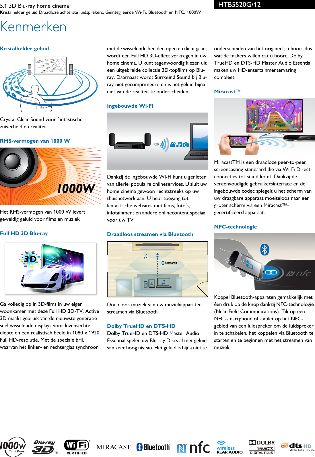 Page 2 of 3 - Philips HTB5520G/12 5.1 3D Blu-ray Home Cinema User Manual Brochure Htb5520g 12 Pss Nldnl