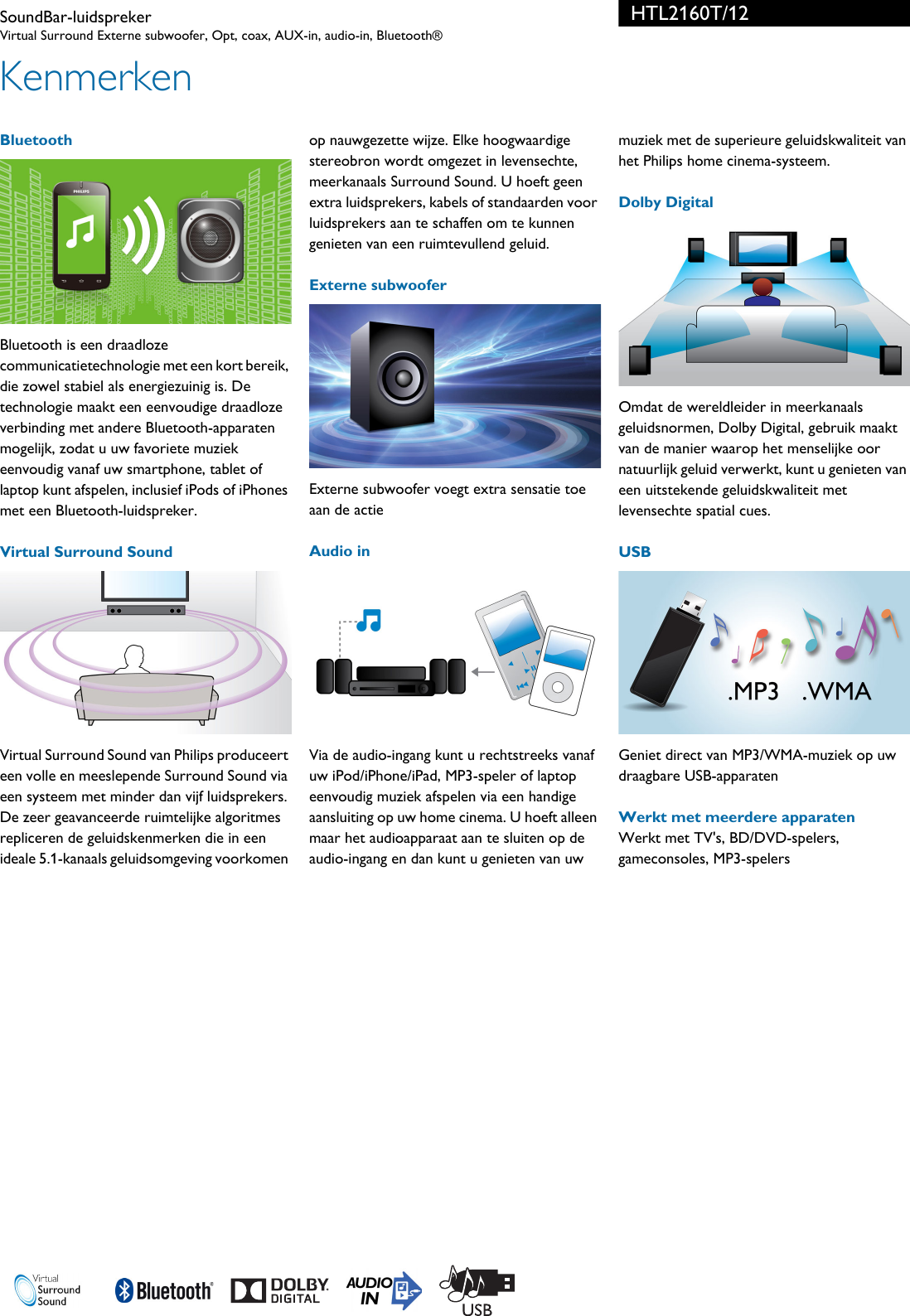Page 2 of 3 - Philips HTL2160T/12 SoundBar-luidspreker User Manual Brochure Htl2160t 12 Pss Nldbe