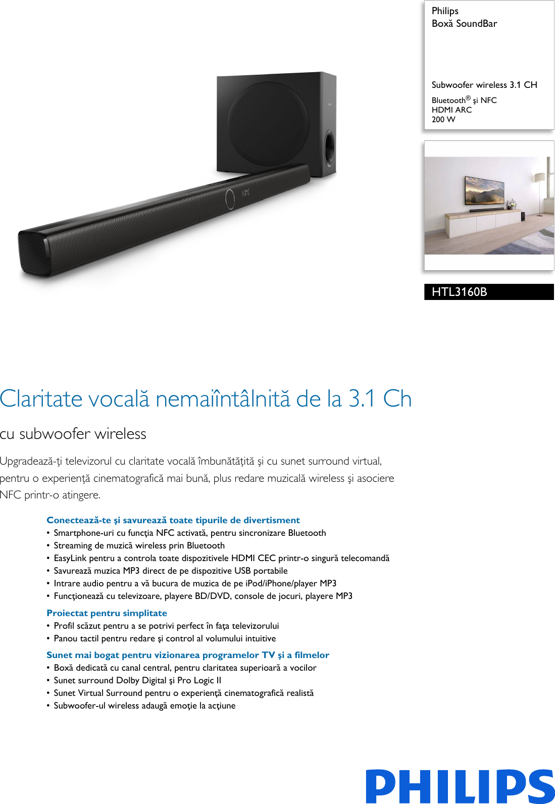 Page 1 of 3 - Philips HTL3160B/12 Boxă SoundBar User Manual Pliant Htl3160b 12 Pss Ronro
