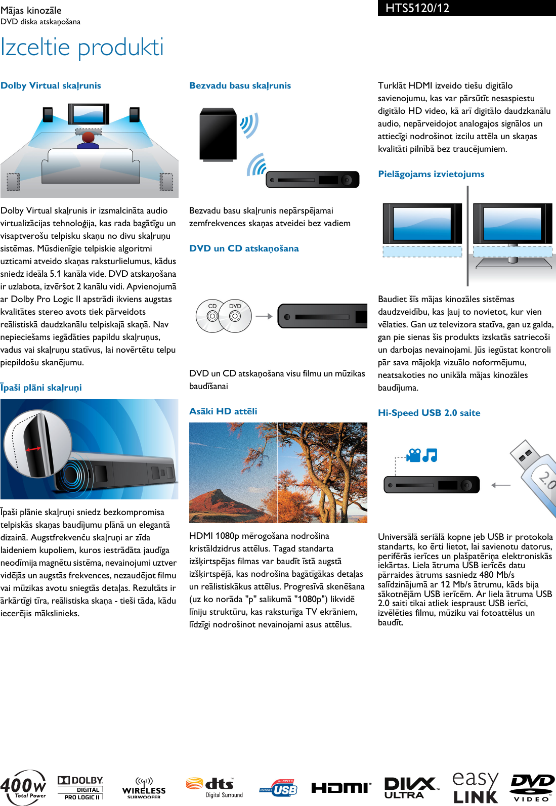 Page 2 of 3 - Philips HTS5120/12 Mājas Kinozāle User Manual Brošūra Hts5120 12 Pss Lavlv