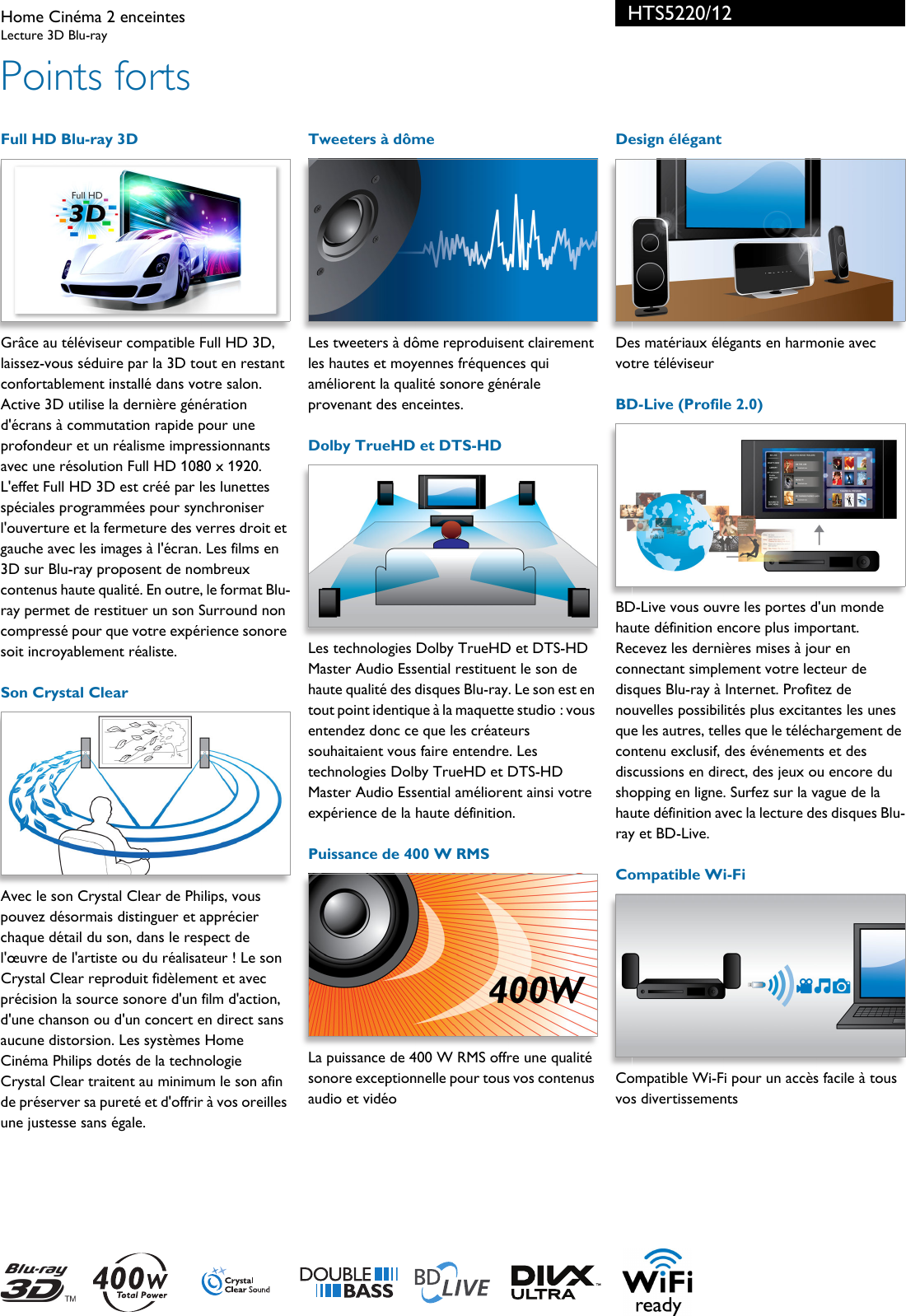 Philips HTS5220 12 Leaflet HTS5220 12 Released Belgium French User