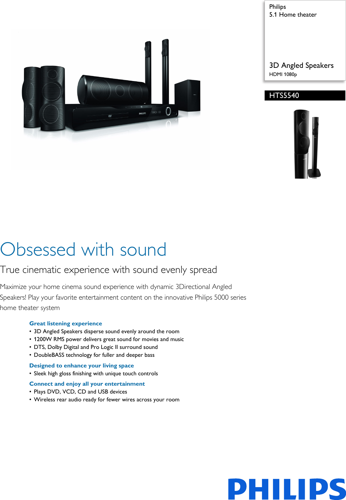 Philips HTS5540/98 5.1 Home Theater 