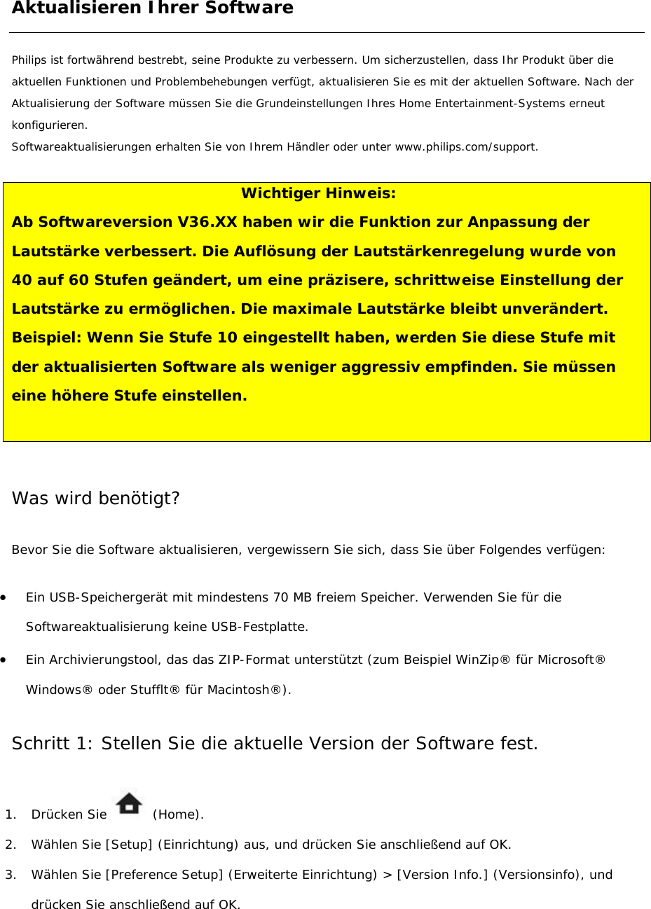 Page 1 of 5 - Philips HTS9540/12 - FUR 2k10 S W1225 (Version56)_DEU User Manual Firmware-Upgrade Liesmich-Datei Hts9540 12 Deu