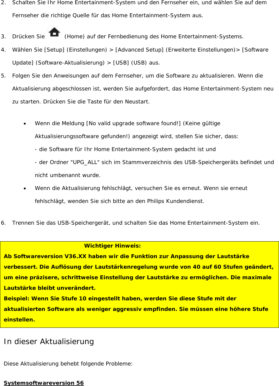 Page 3 of 5 - Philips HTS9540/12 - FUR 2k10 S W1225 (Version56)_DEU User Manual Firmware-Upgrade Liesmich-Datei Hts9540 12 Deu