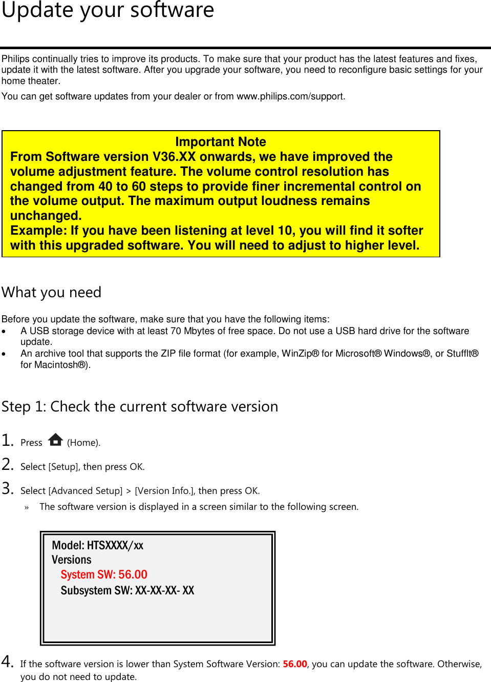 Page 1 of 3 - Philips HTS9540/12 UM - HTS7140_12 User Manual Firmware-Upgrade Liesmich-Datei Hts9540 12 Fur Eng