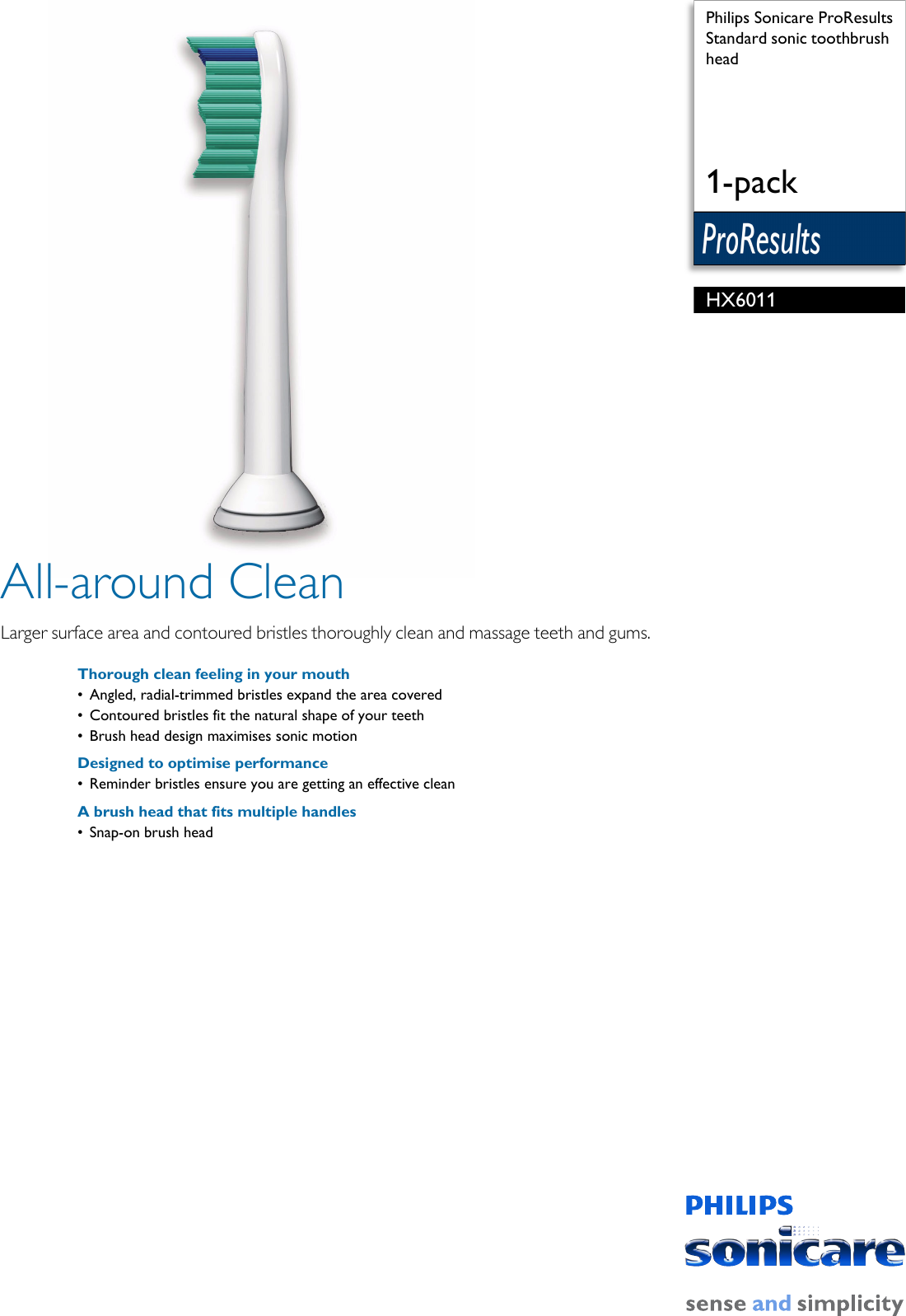 Page 1 of 2 - Philips HX6011 HX6011/11 Standard Sonic Toothbrush Head User Manual Leaflet 11 Pss Enggb