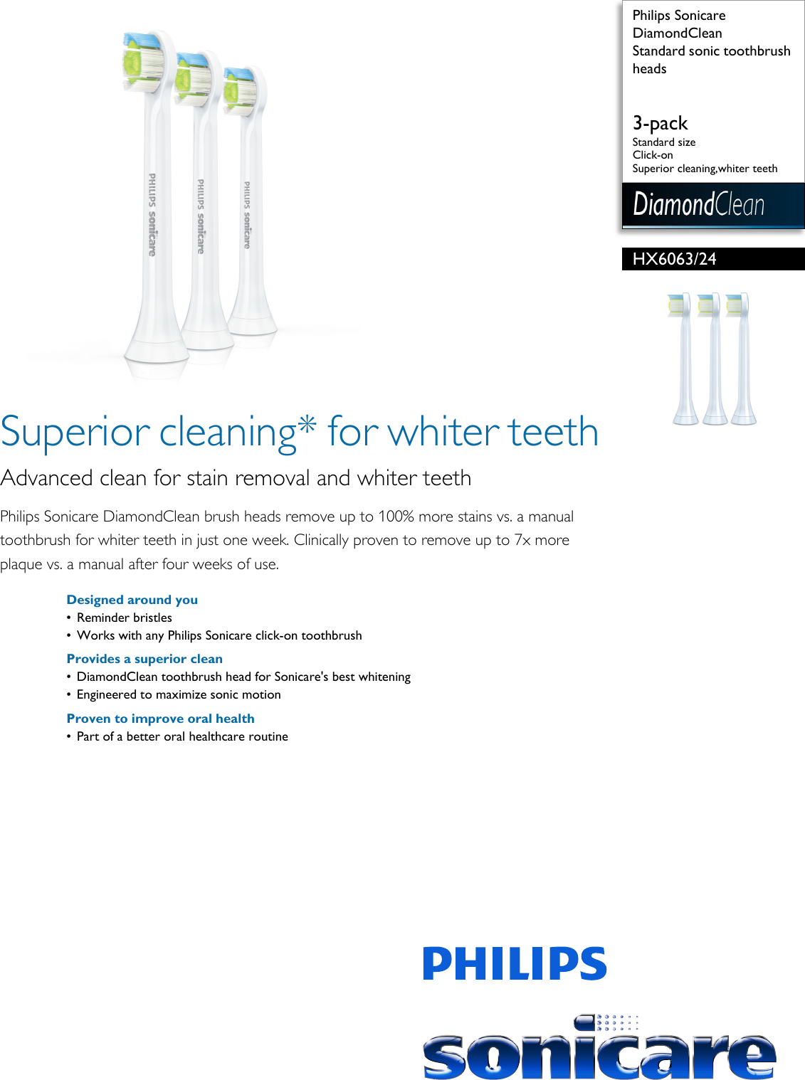 Philips HX6063/24 Standard Sonic Toothbrush Heads User Manual Leaflet Hx6063 24 Pss Aenus