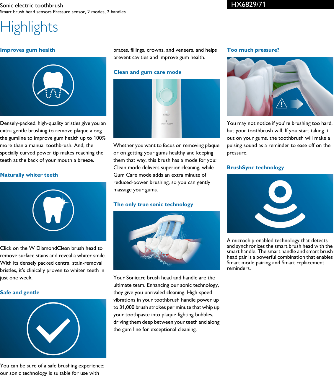 Page 2 of 3 - Philips HX6829/71 Sonic Electric Toothbrush User Manual Leaflet Hx6829 71 Pss Aenus