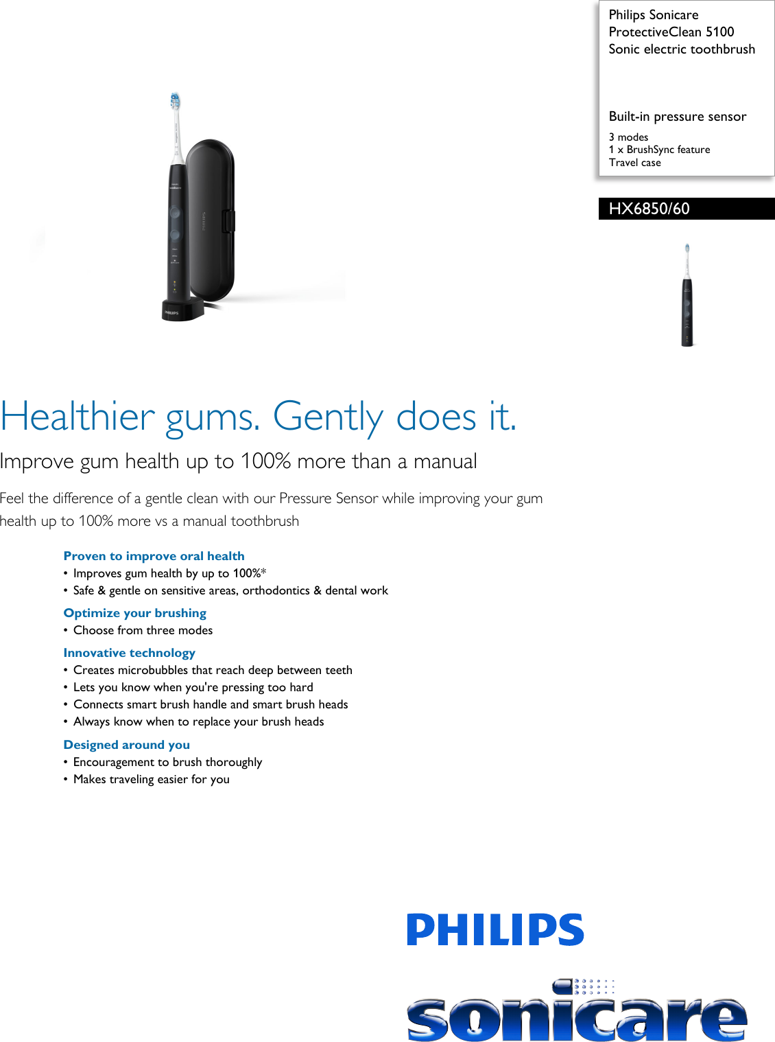 Page 1 of 3 - Philips HX6850/60 Sonic Electric Toothbrush User Manual Leaflet Hx6850 60 Pss Aenus