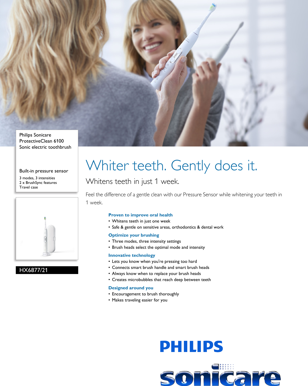 Page 1 of 3 - Philips HX6877/21 Sonic Electric Toothbrush User Manual Leaflet Hx6877 21 Pss Aenus