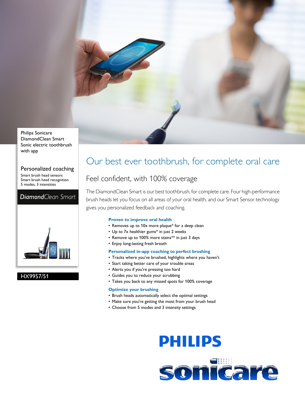 Philips HX9957/51 Sonic Electric Toothbrush With App User Manual