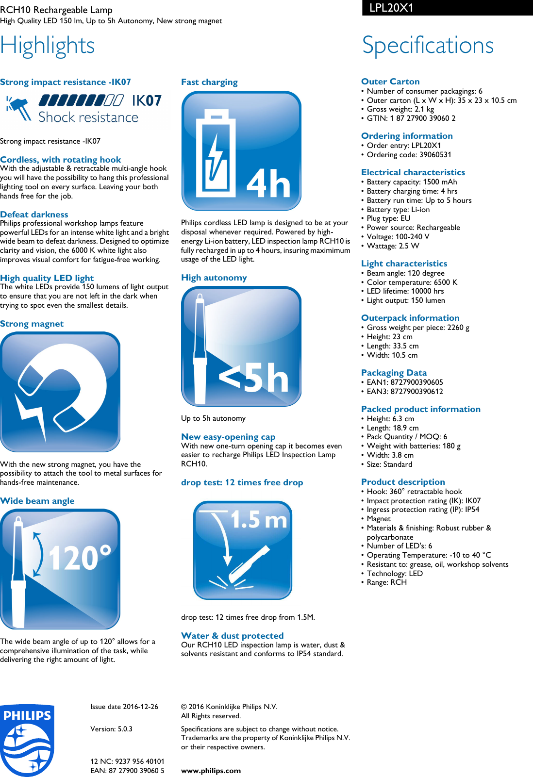 Page 2 of 2 - Philips LPL20X1 RCH10 Rechargeable Lamp User Manual Leaflet Pss Engza