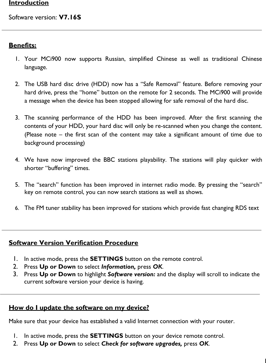 Page 1 of 2 - Philips MCI900/96 1 User Manual Firmware Upgrade Readme File Mci900 96 Fur Eng