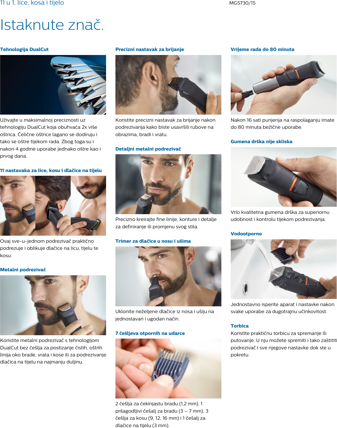 Page 2 of 3 - Philips MG5730/15 11 U 1, Lice, Kosa I Tijelo User Manual Letak Mg5730 15 Pss Hrvhr