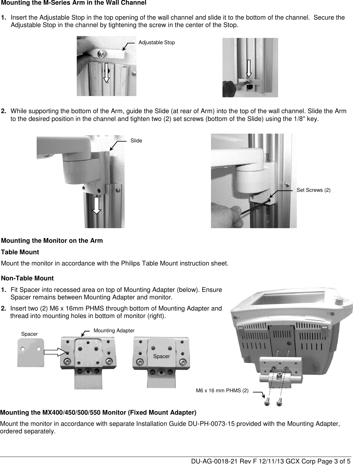 Page 3 of 5 - Philips MNT80 GCX Mounting Assembly Installation Guide User Manual Product Brochure Intelli Vue MX500 And MX550 Solution Db4640d3411c4dfc9b95a77c0159059f