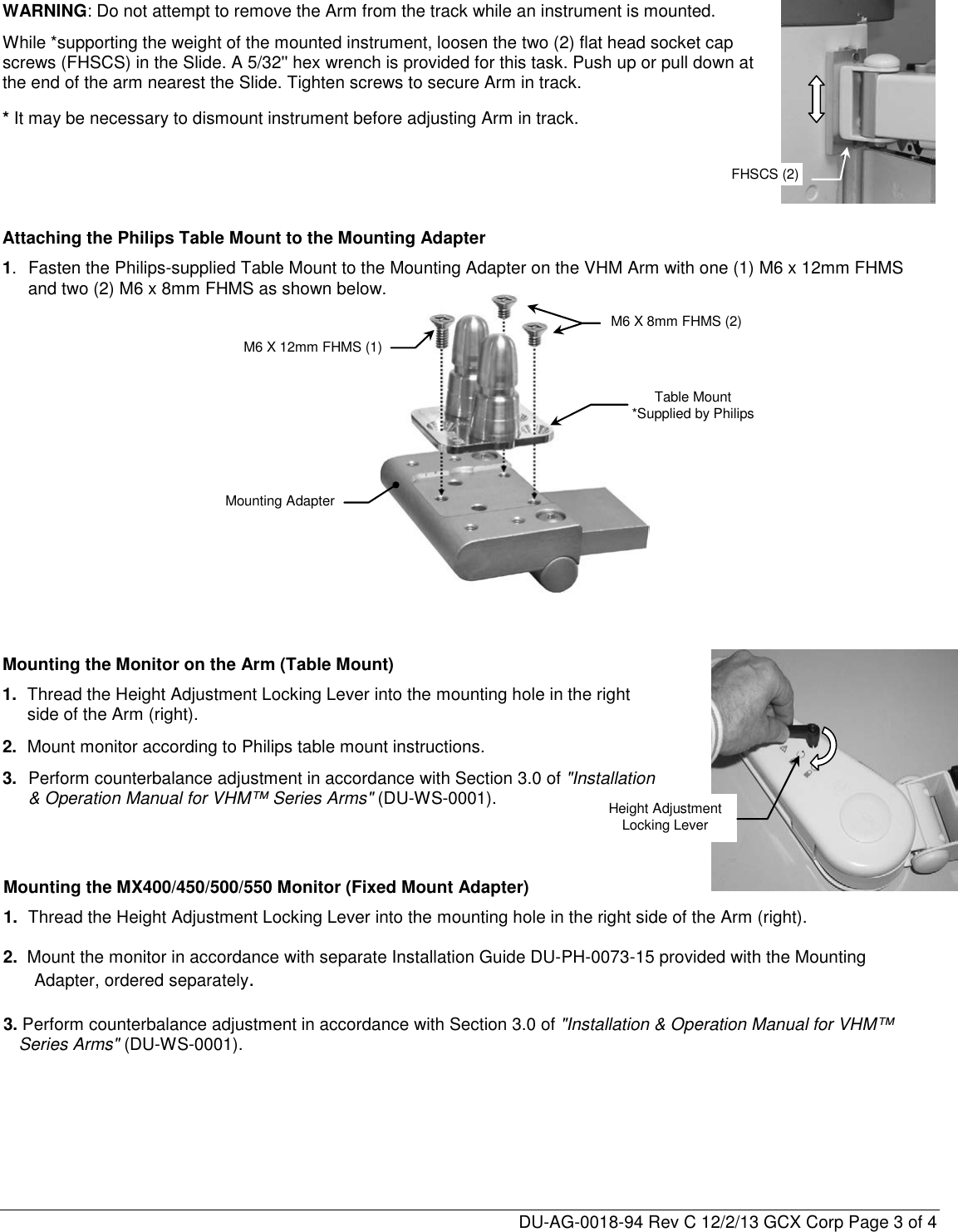 Page 3 of 4 - Philips MNT89 GCX Mounting Assembly Installation Guide User Manual Product Brochure Intelli Vue MX500/MX550 Solution 2da69ce1ebfe46e0b48ba77c0147169c