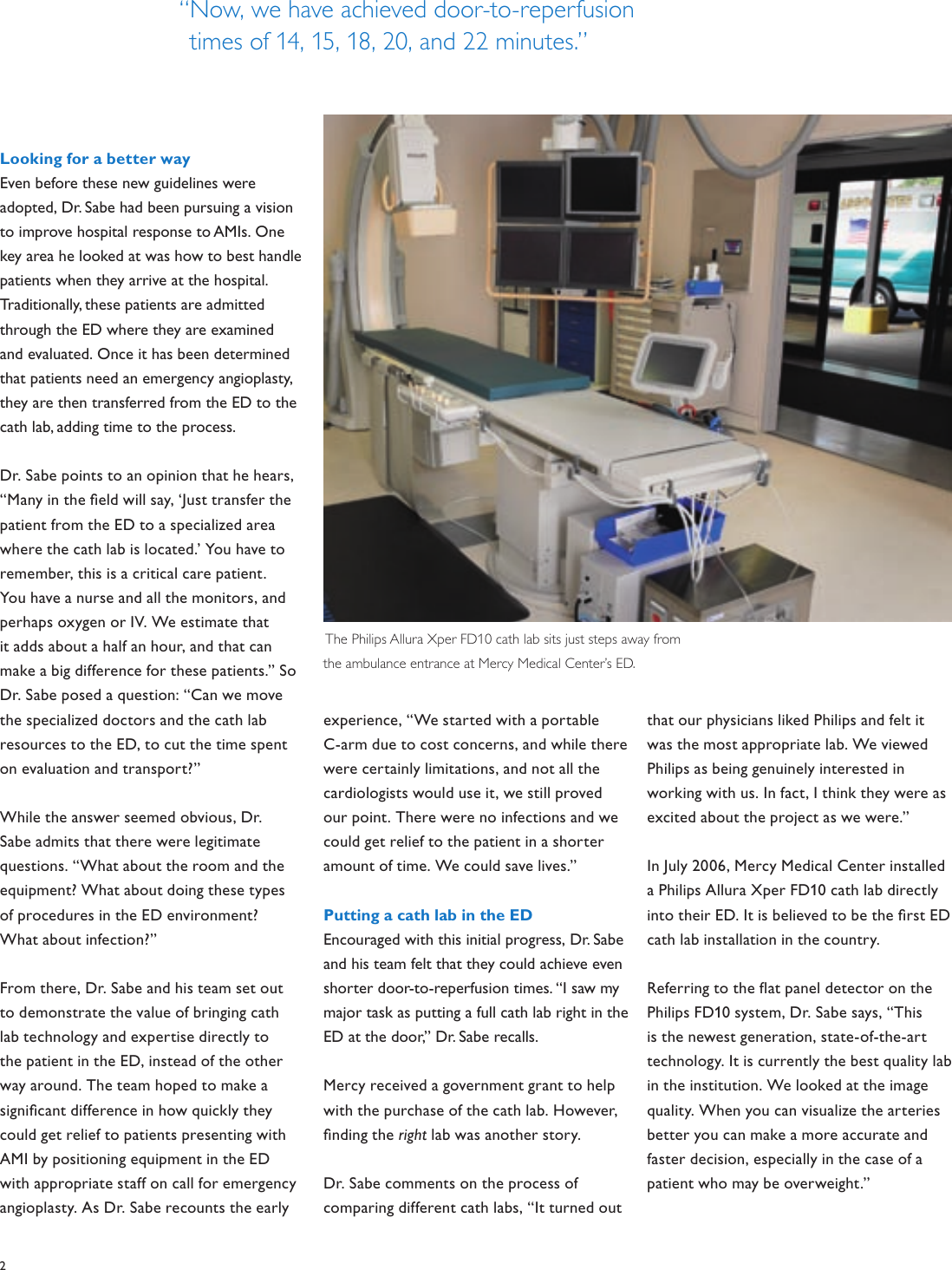 Philips Cath Lab In Ed Cuts Door To Perfusion Time Mercy