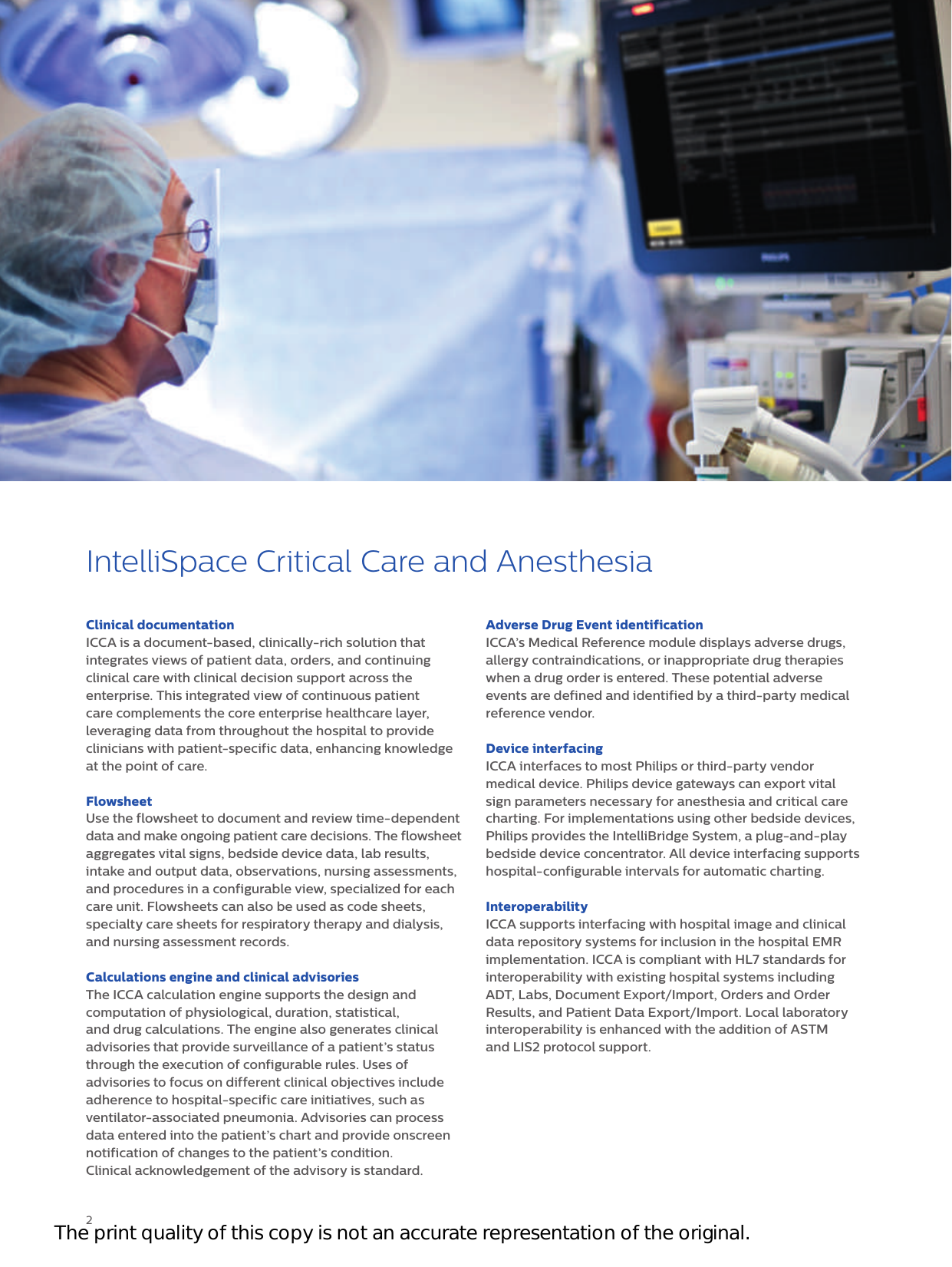Page 2 of 4 - Philips NOCTN332 452299109771 User Manual Intelli Space Critical Care And Anesthesia ICCA Data Sheet