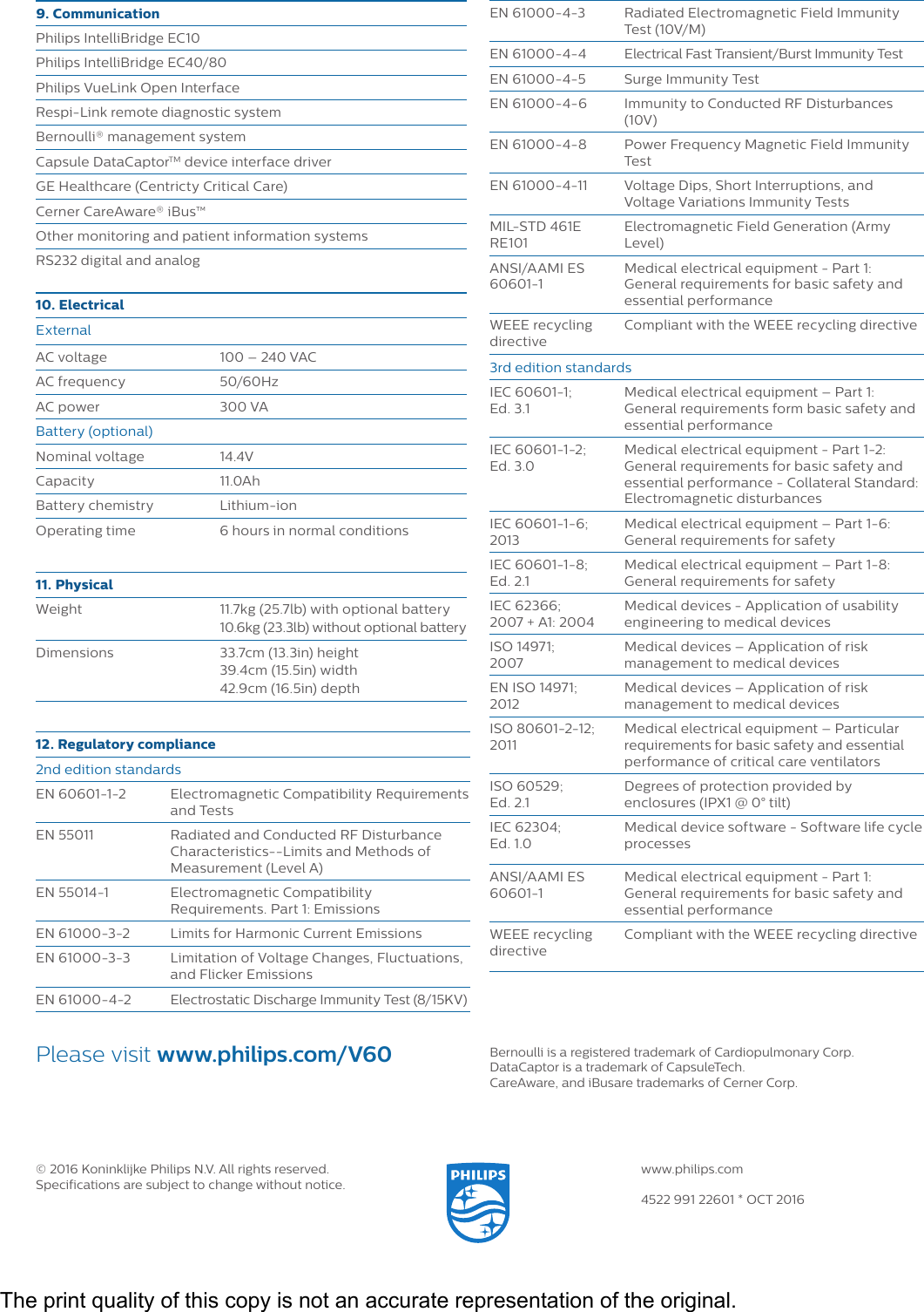 Page 4 of 4 - Philips NOCTN96 452299122601 User Manual Specification Sheet Respironics Non-invasive Ventilator V60 Cf78d964bbf043ab953aa77c01435e39