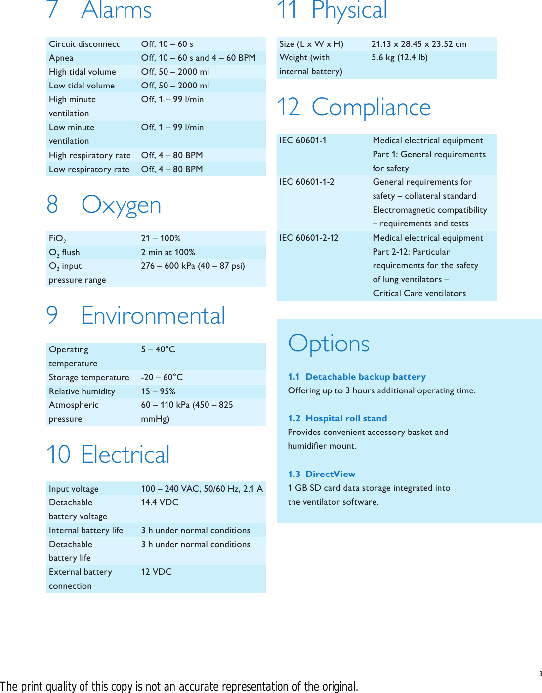 Page 3 of 4 - Philips NOCTN98 Unknown User Manual Specification Sheet Respironics Ventilator Trilogy 202 D201e4e5097d47e1b1e1a77c01435ca5