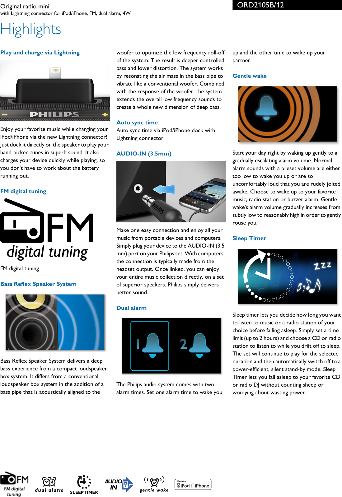 Page 2 of 3 - Philips ORD2105B/12 Original Radio Mini User Manual Leaflet Ord2105b 12 Pss Aenhk