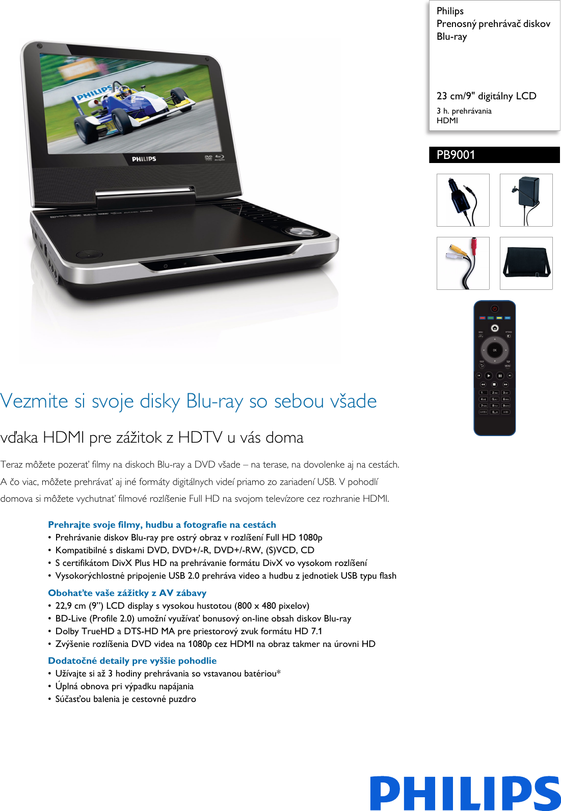 Page 1 of 3 - Philips PB9001/12 Leaflet PB9001_12 Released Slovakia (Slovak)  User Manual Prospekt Pb9001 12 Pss Slksk