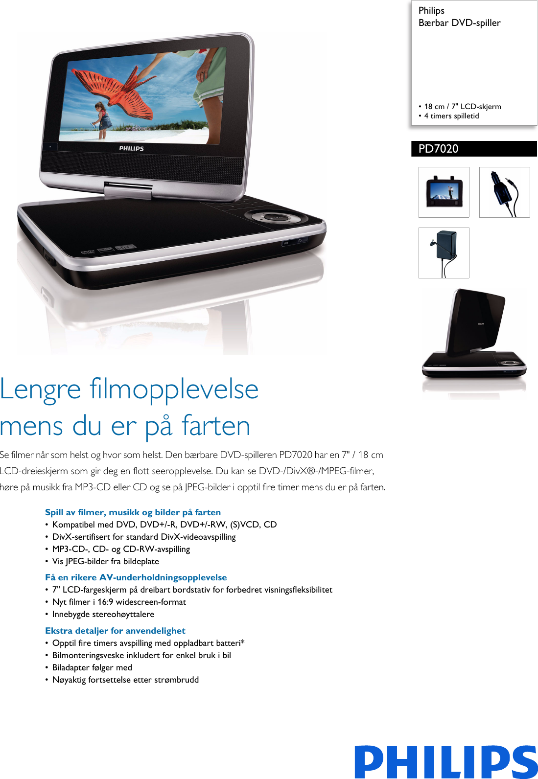 Page 1 of 2 - Philips PD7020/51 Leaflet PD7020_51 Released Norway (Norwegian)  User Manual Hefte Pd7020 51 Pss Norno