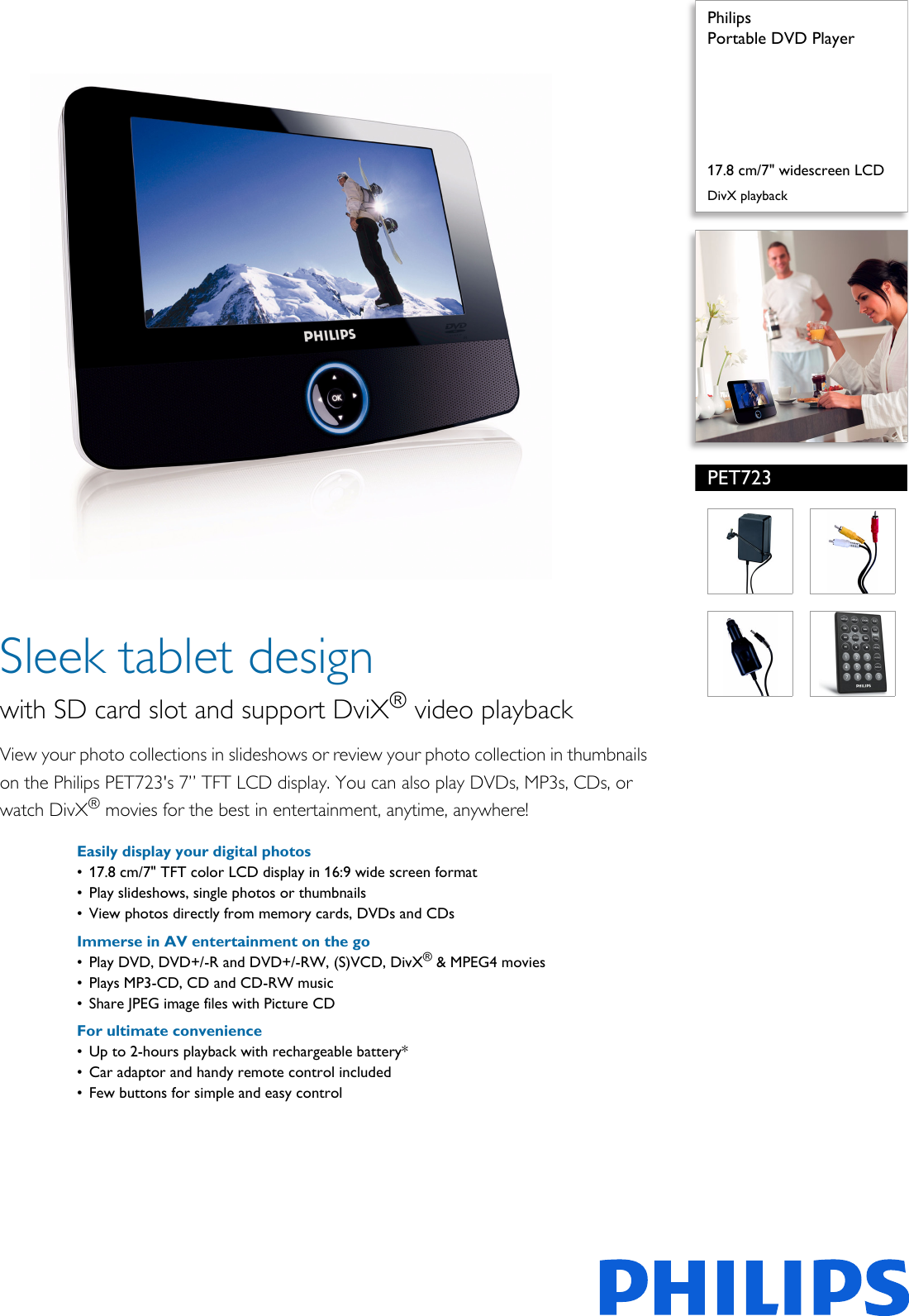 Page 1 of 3 - Philips PET723/12 Portable DVD Player User Manual Informacinis Lapelis Pet723 12 Pss