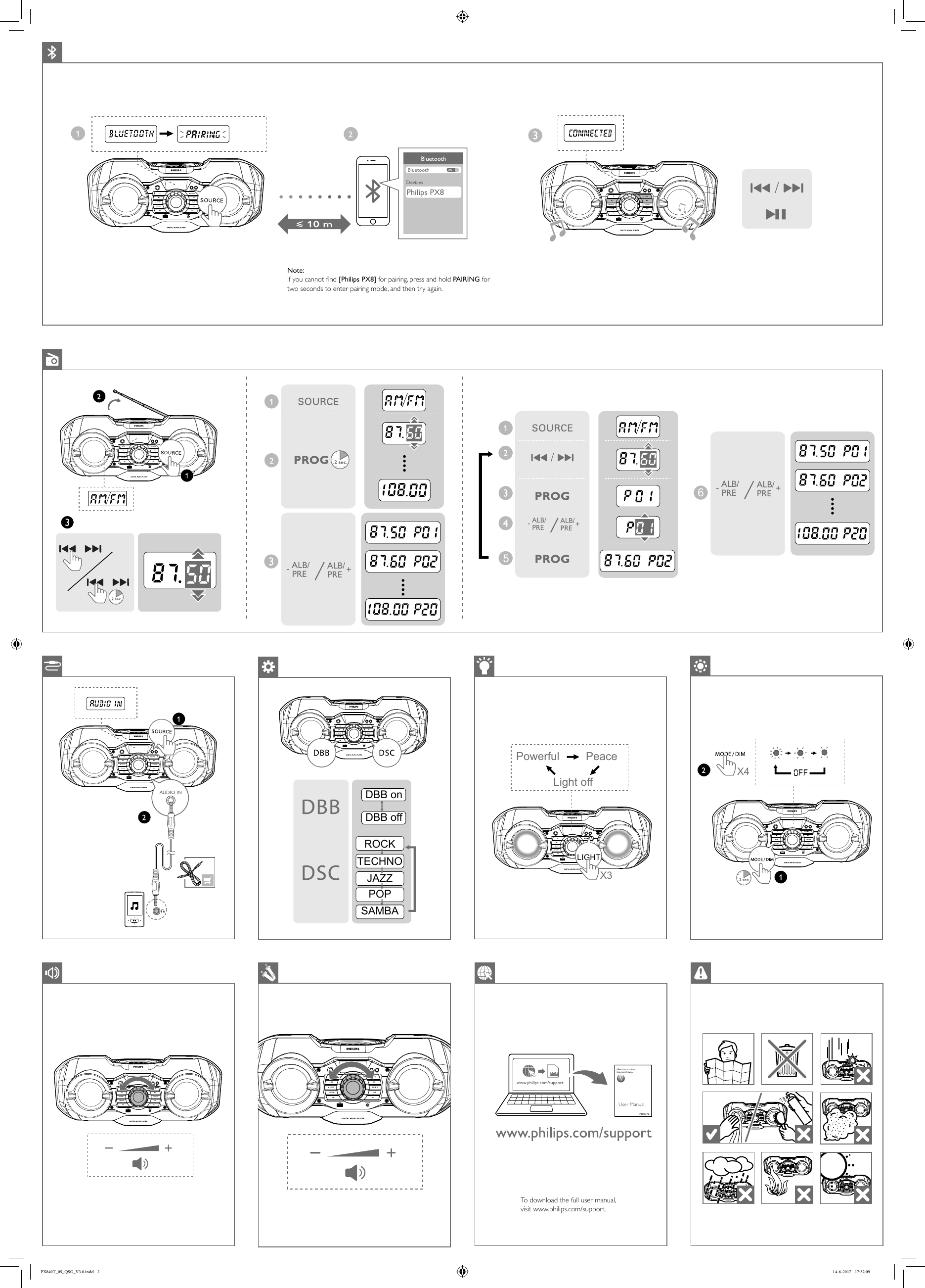 Page 2 of 2 - Philips PX840T/05 User Manual Quick Start Guide Px840t 05 Qsg Eng