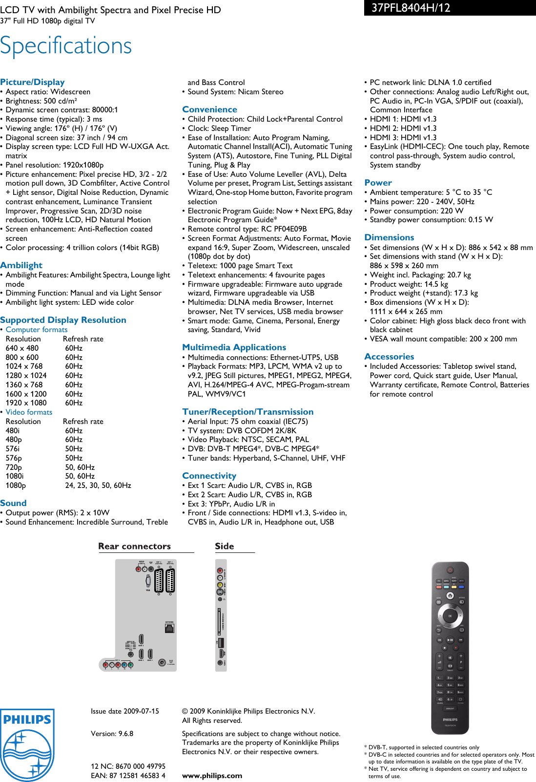 Page 3 of 3 - Philips Philips-37Pfl8404H-12-Users-Manual- 37PFL8404H/12 LCD TV With Ambilight Spectra And Pixel Precise HD Philips-37pfl8404h-12-users-manual