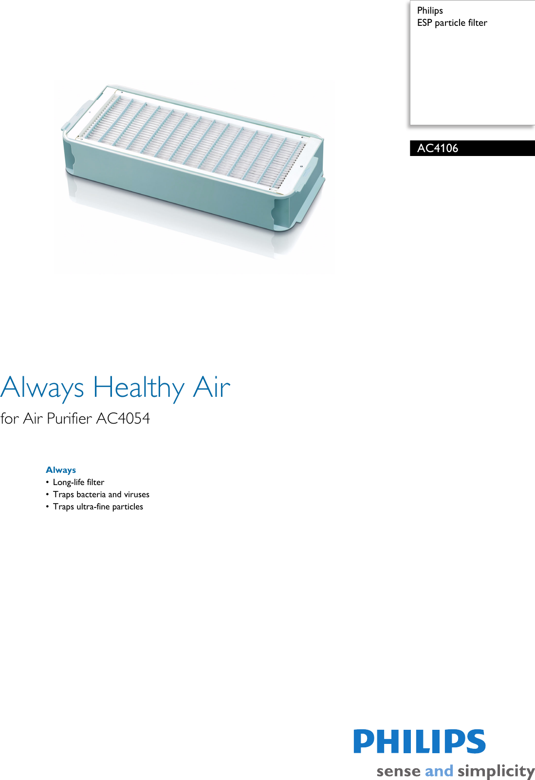 Page 1 of 2 - Philips Philips-Ac4106-00-Users-Manual- Leaflet AC4106_00 Released Global (English)  Philips-ac4106-00-users-manual