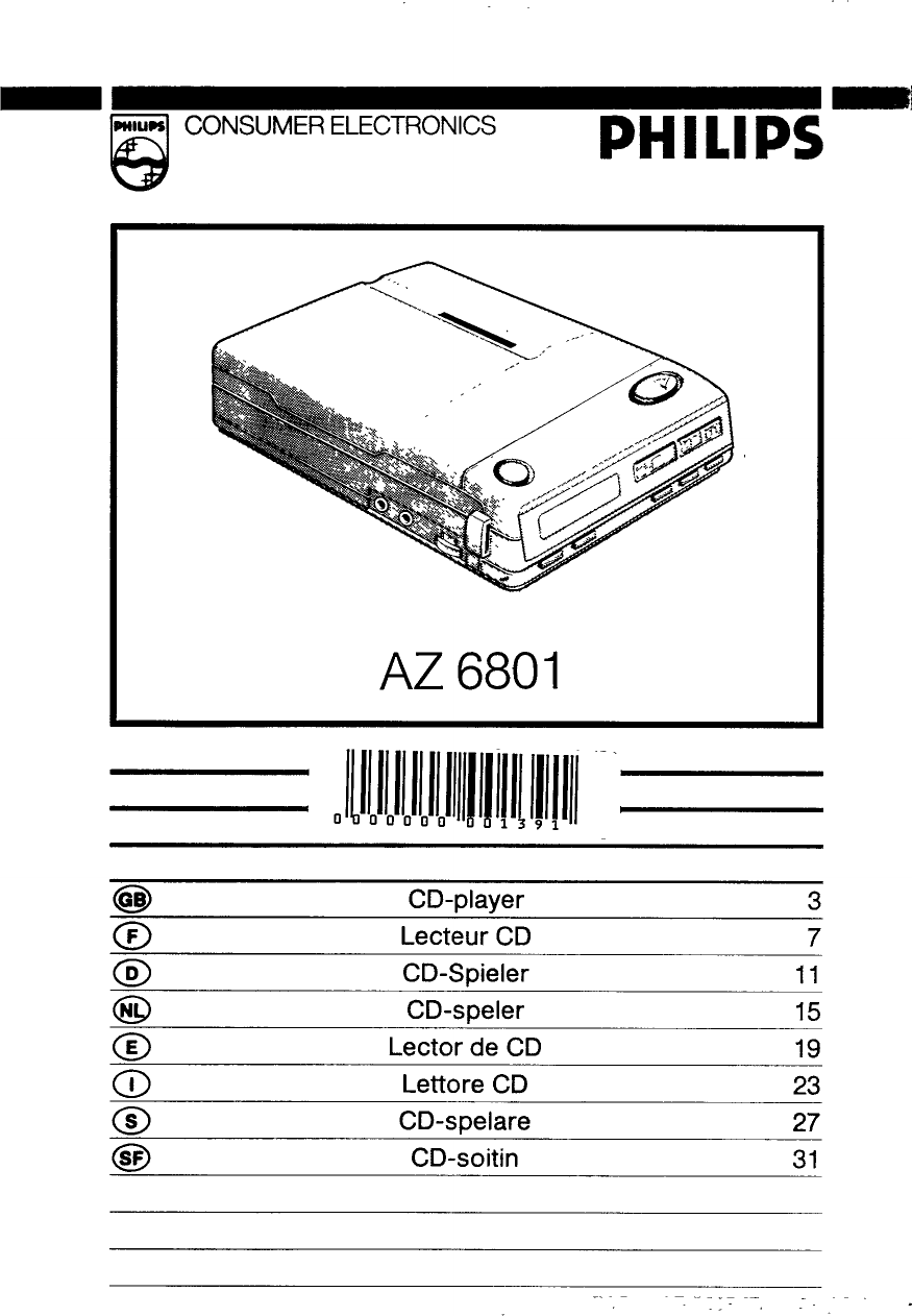 Page 1 of 12 - Philips Philips-Az-6801-Users-Manual-  Philips-az-6801-users-manual