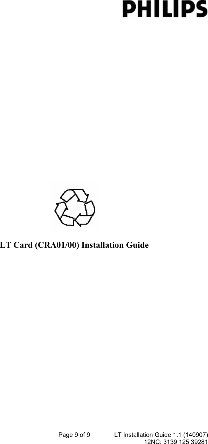 Page 9 of 9 - Philips Philips-Cra01-00-Owner-S-Manual Installation Guide For NetX