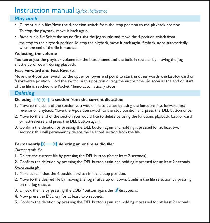 Page 4 of 6 - Philips Philips-Digital-Pocket-Memo-9400-Users-Manual- Inlay_dpm9400_UK_050623_web  Philips-digital-pocket-memo-9400-users-manual