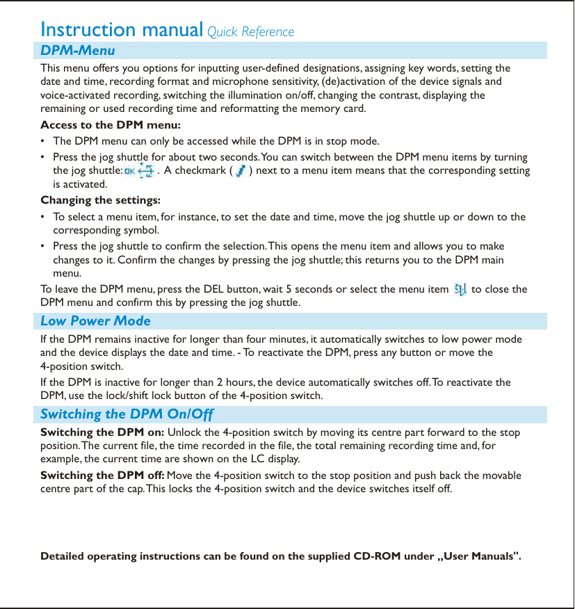 Page 5 of 6 - Philips Philips-Digital-Pocket-Memo-9400-Users-Manual- Inlay_dpm9400_UK_050623_web  Philips-digital-pocket-memo-9400-users-manual